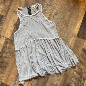 POL Light Grey Embroidery Trim Sleeveless Tunic